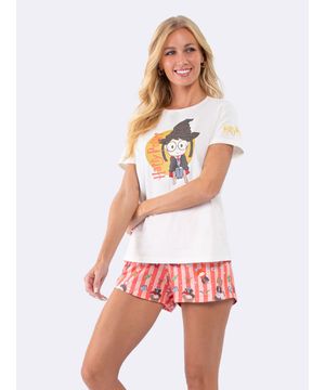 Pijama Manga Curta Harry Potter Veggi Bege