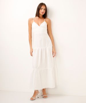 vestido midi de sarja marias off white