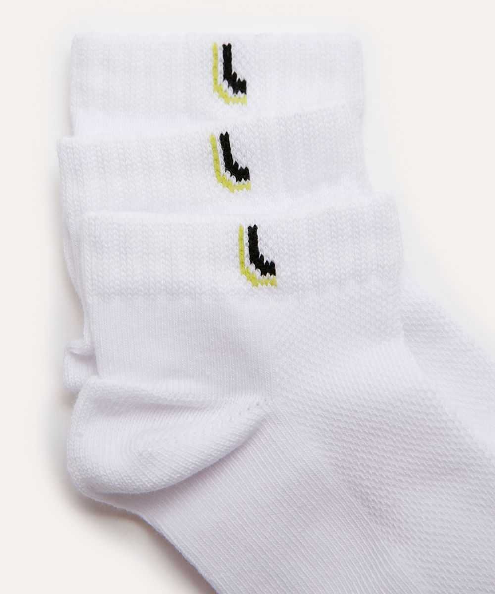 kit de 3 meias soquete infantil lupo branco