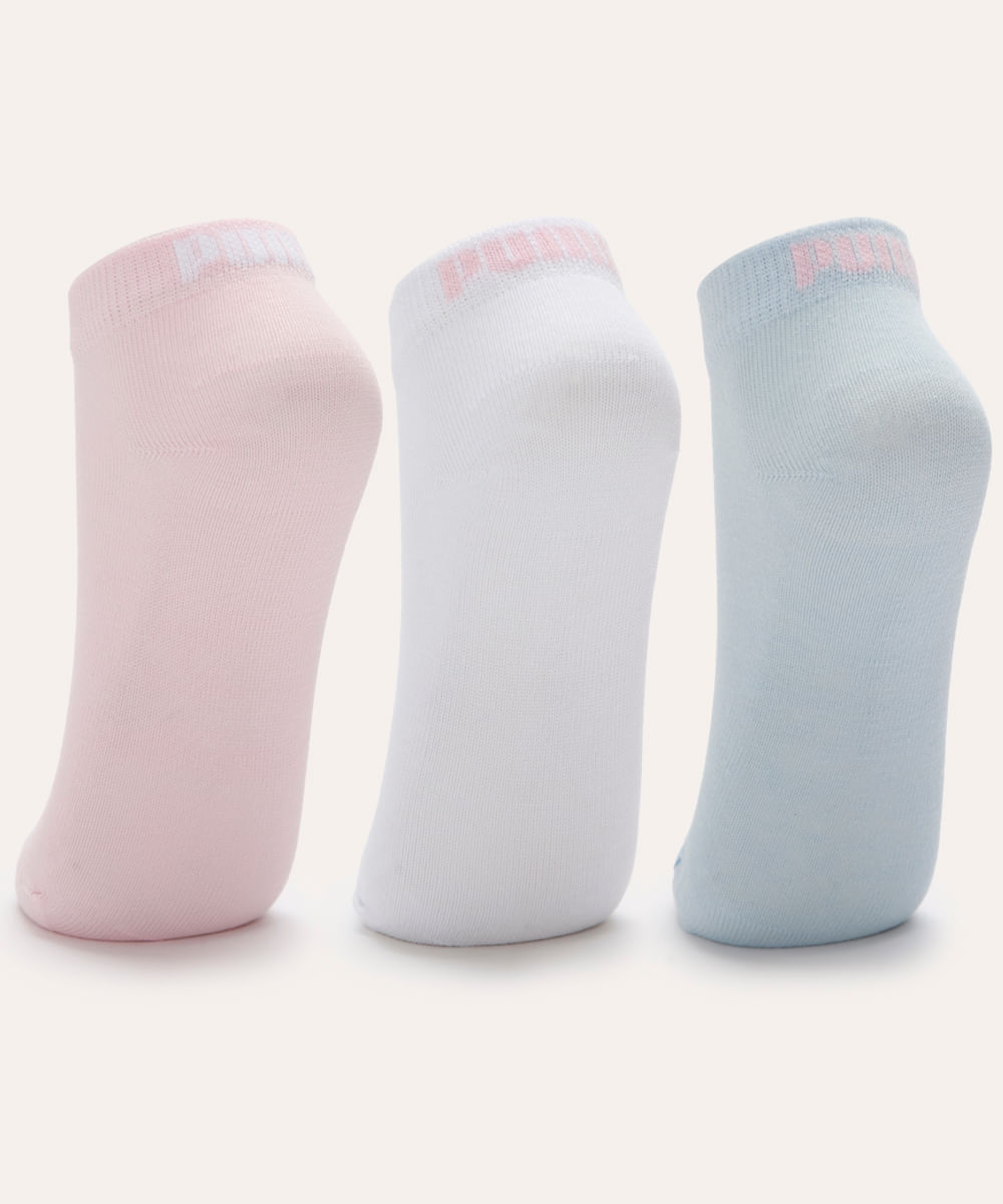 kit de 3 meias soquete infantil puma colorido