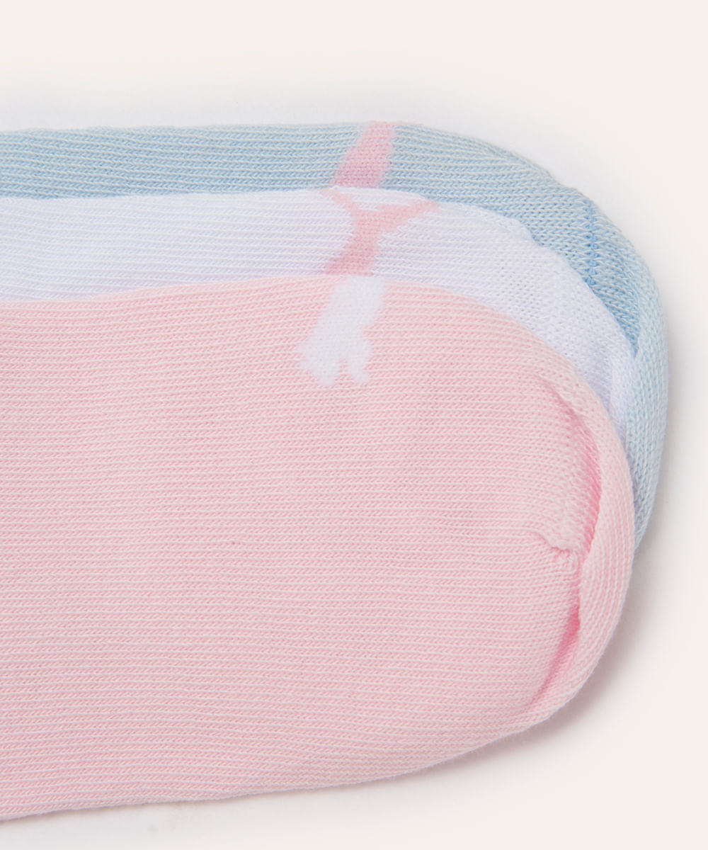 kit de 3 meias soquete infantil puma colorido