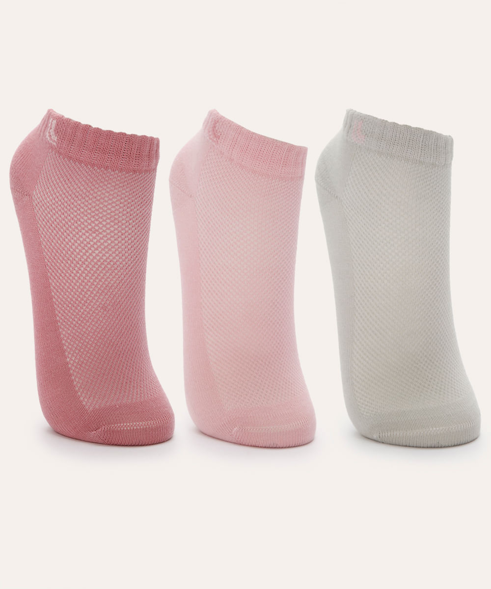 kit de 3 meias soquete infantil lupo colorido