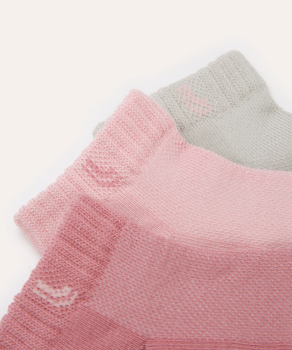 kit de 3 meias soquete infantil lupo colorido