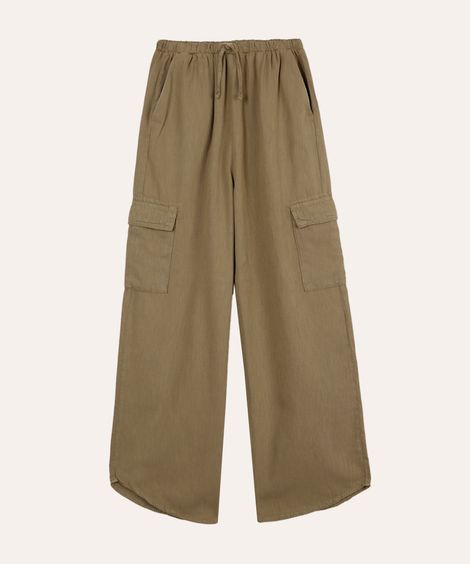 calça reta juvenil cós com cordão verde