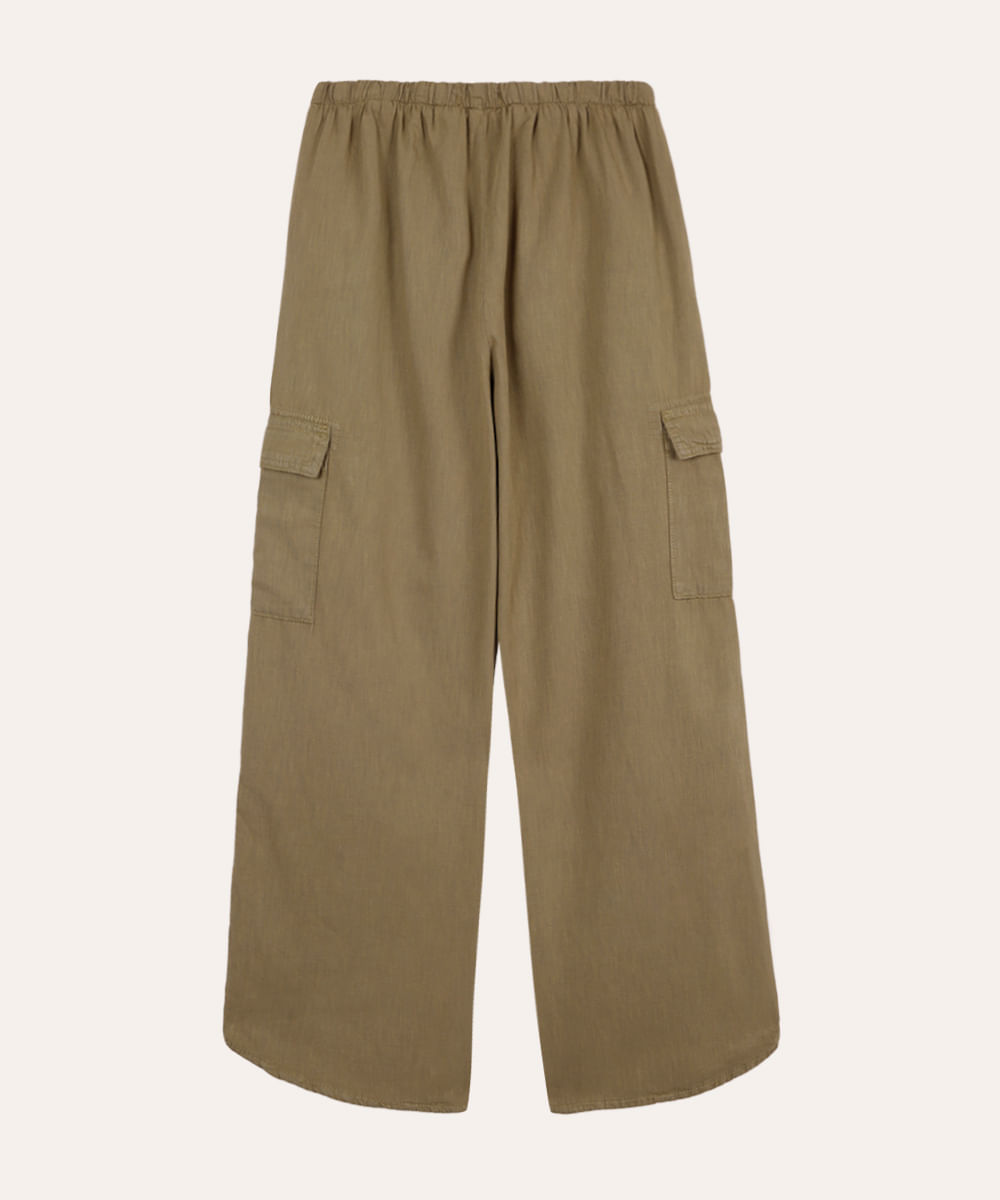 calça reta juvenil cós com cordão verde