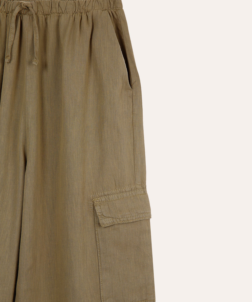 calça reta juvenil cós com cordão verde