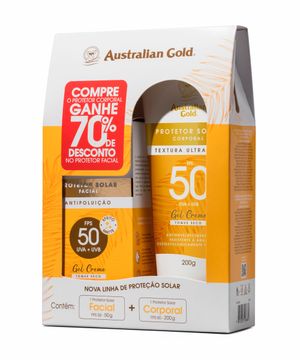 kit australian gold protetor corporal fps 50 200g e facial fps 50 50g