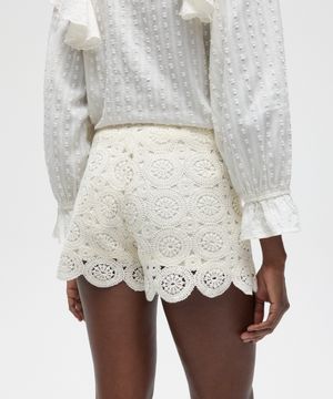 short de renda patbo off white