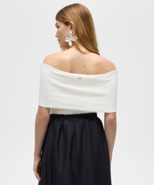 blusa de tricot ombro a ombro texturizada patbo off white