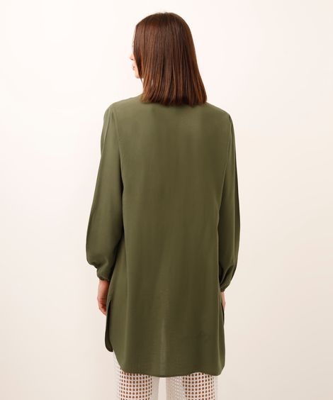 camisa saída de praia de viscose alongada verde