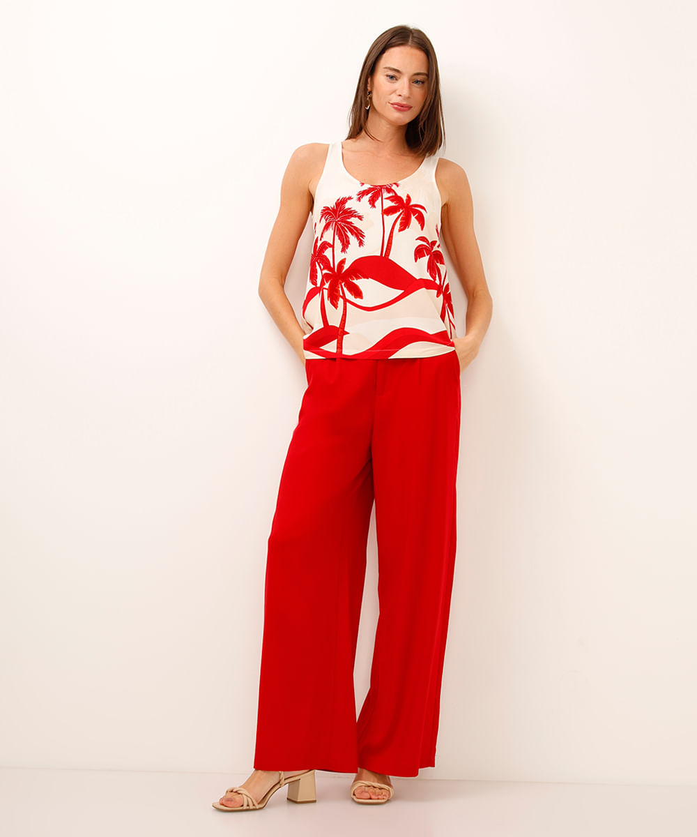 regata de viscose folhagens bege