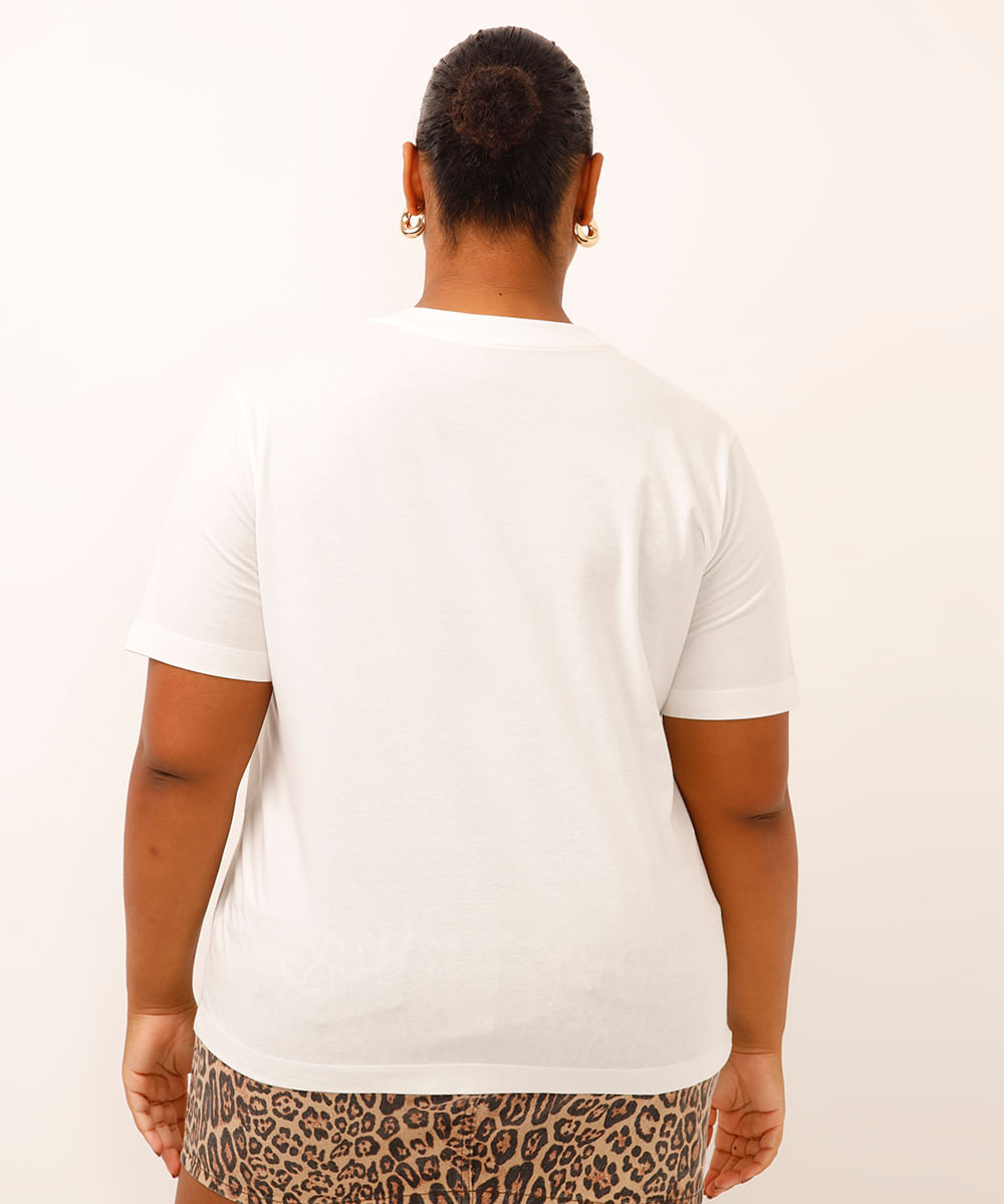 camiseta de algodão nazaré plus size off white
