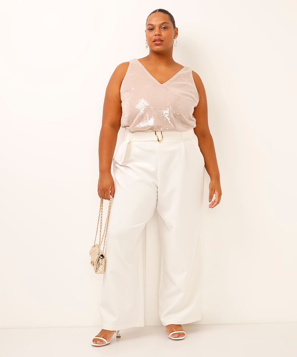 regata de paetê plus size rosa
