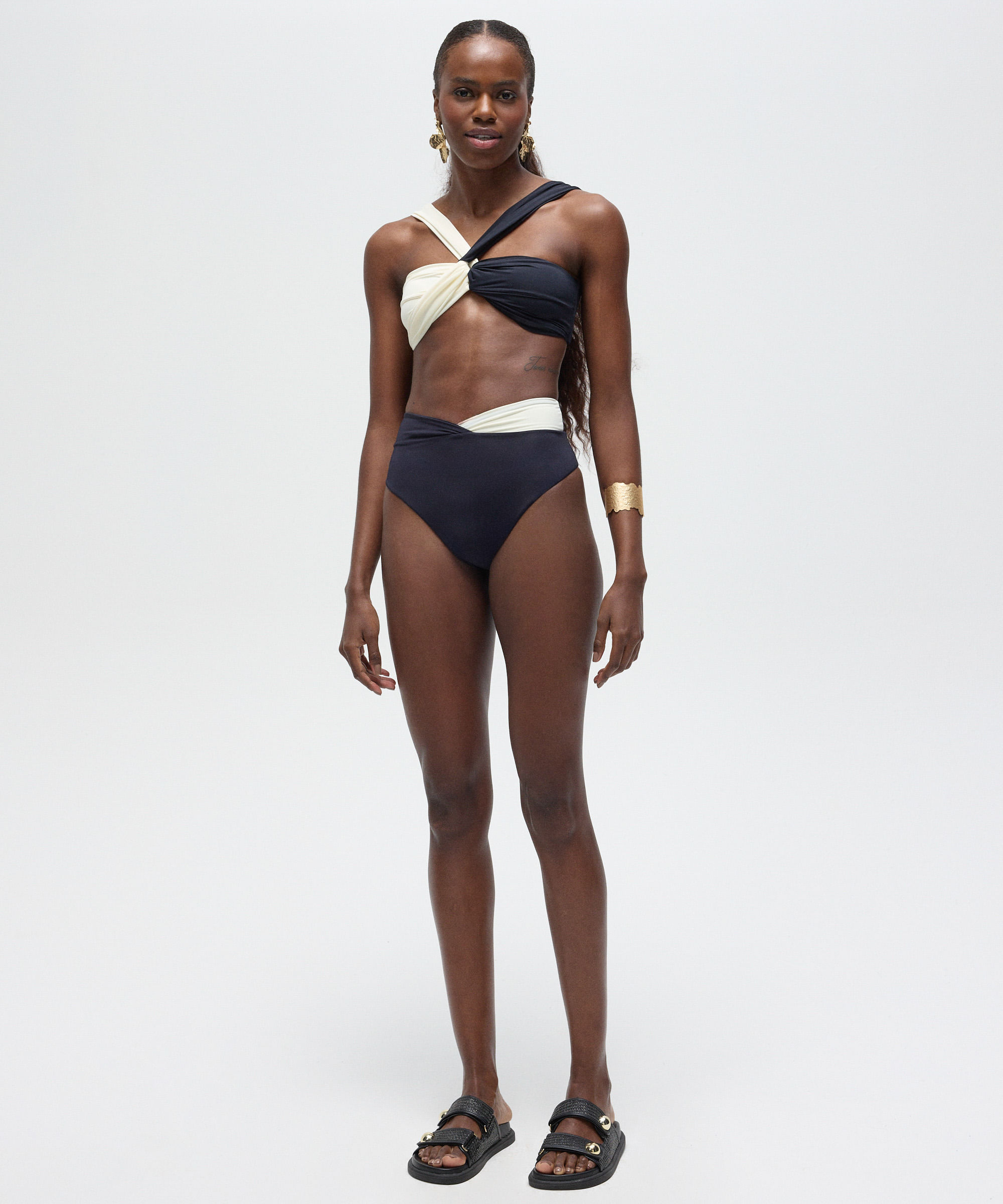 biquíni calcinha hot pant bicolor patbo preto
