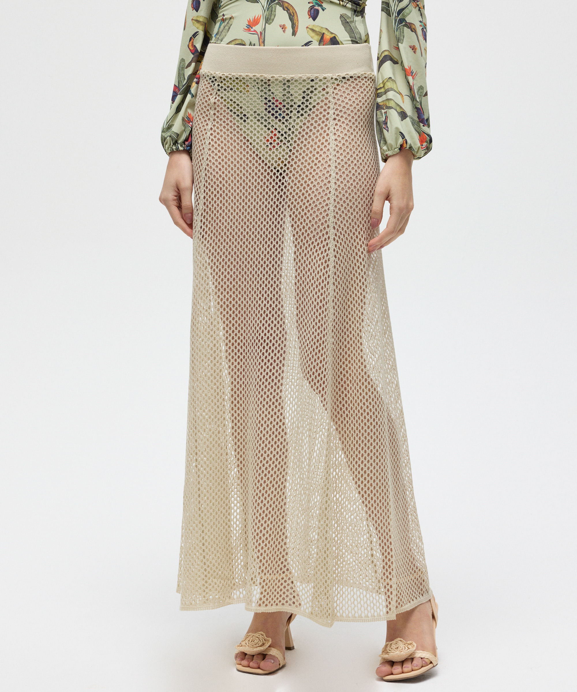 saia midi saída de praia de tricot patbo off white