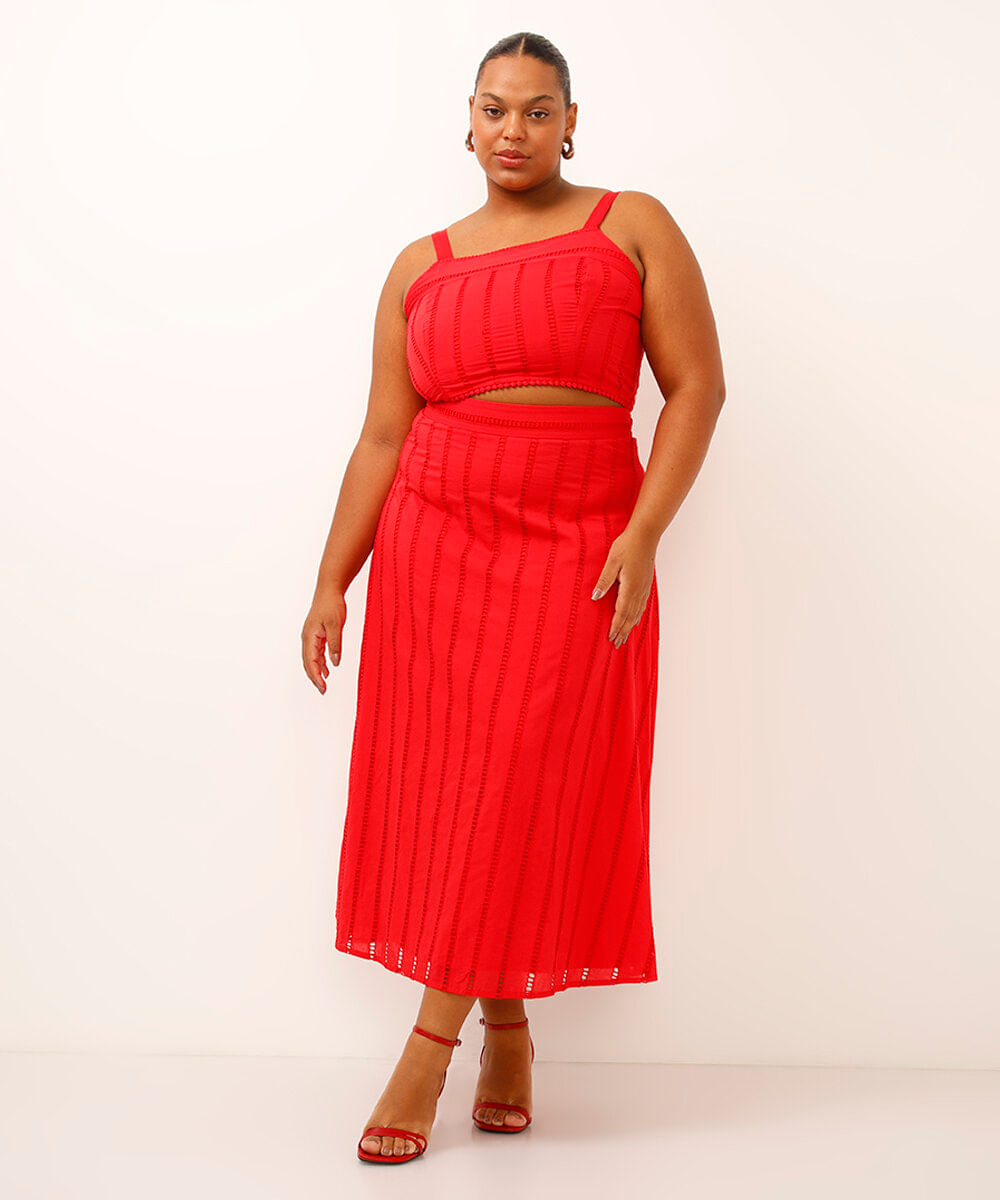 cropped de laise alça fina plus size vermelho