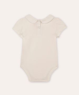 body infantil gola peter pan com renda off white