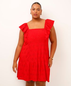 vestido curto de laise plus size - vermelho