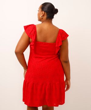 vestido curto de laise plus size - vermelho