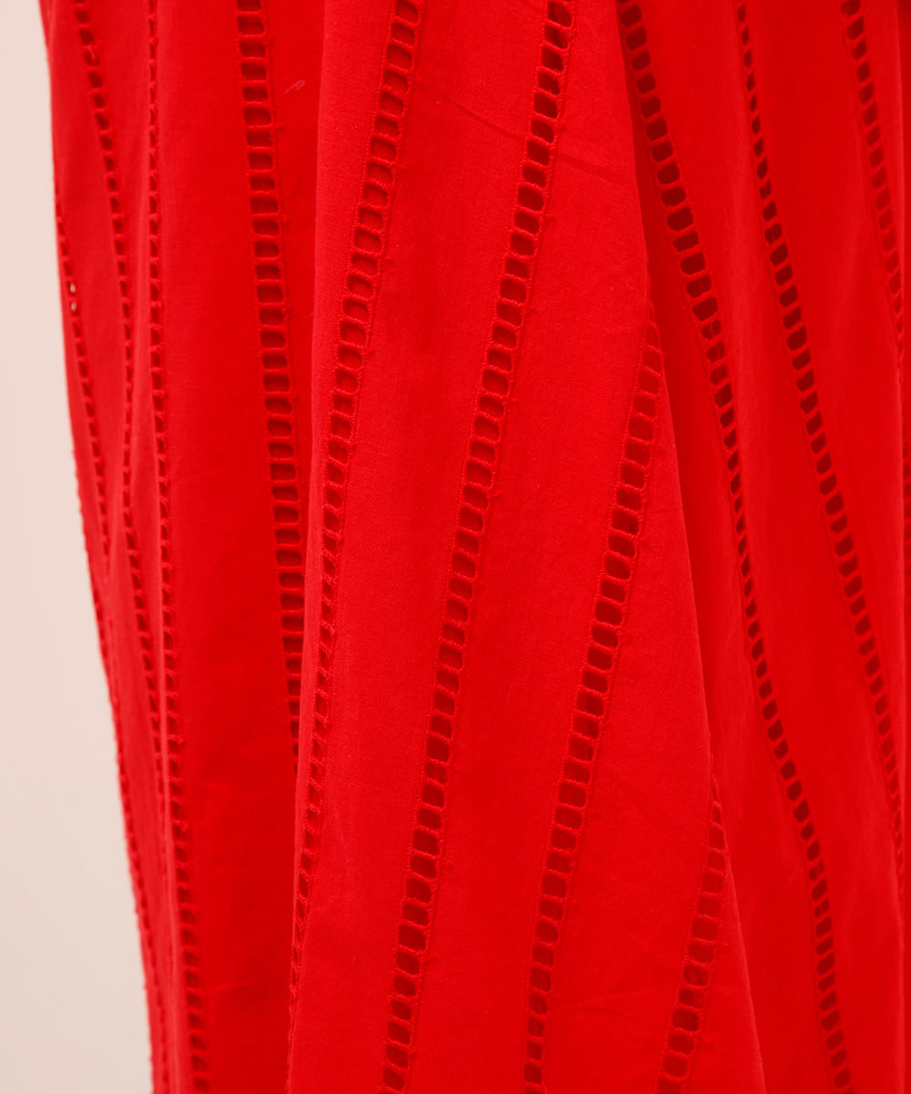 saia midi evasê de laise plus size vermelha