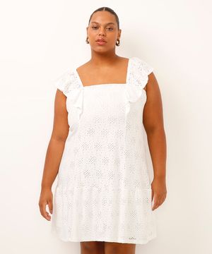 vestido curto de laise plus size off white