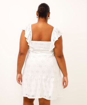 vestido curto de laise plus size off white