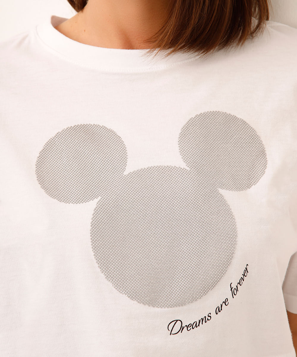 cropped de algodão mickey off white