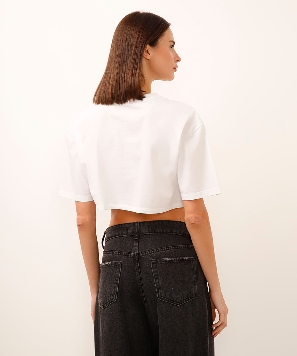 cropped de algodão mickey off white