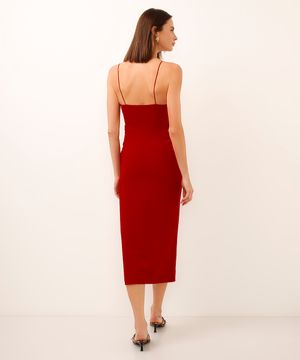 vestido midi corset vermelho