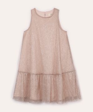 vestido godê infantil com lurex rosa