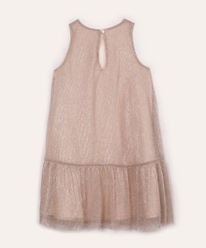 vestido godê infantil com lurex rosa