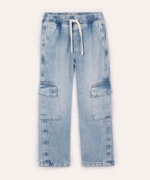 calça cargo jeans infantil azul