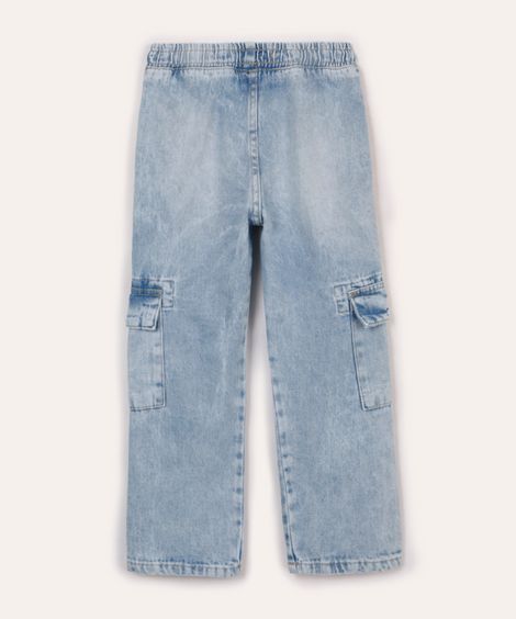calça cargo jeans infantil azul