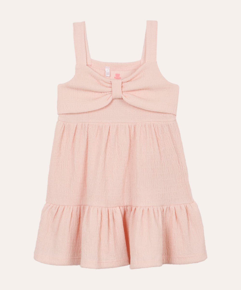 vestido marias infantil texturizado rosa
