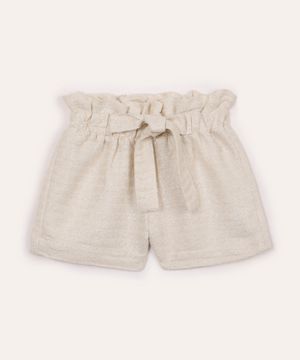 short clochard infantil com lurex bege