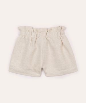 short clochard infantil com lurex bege