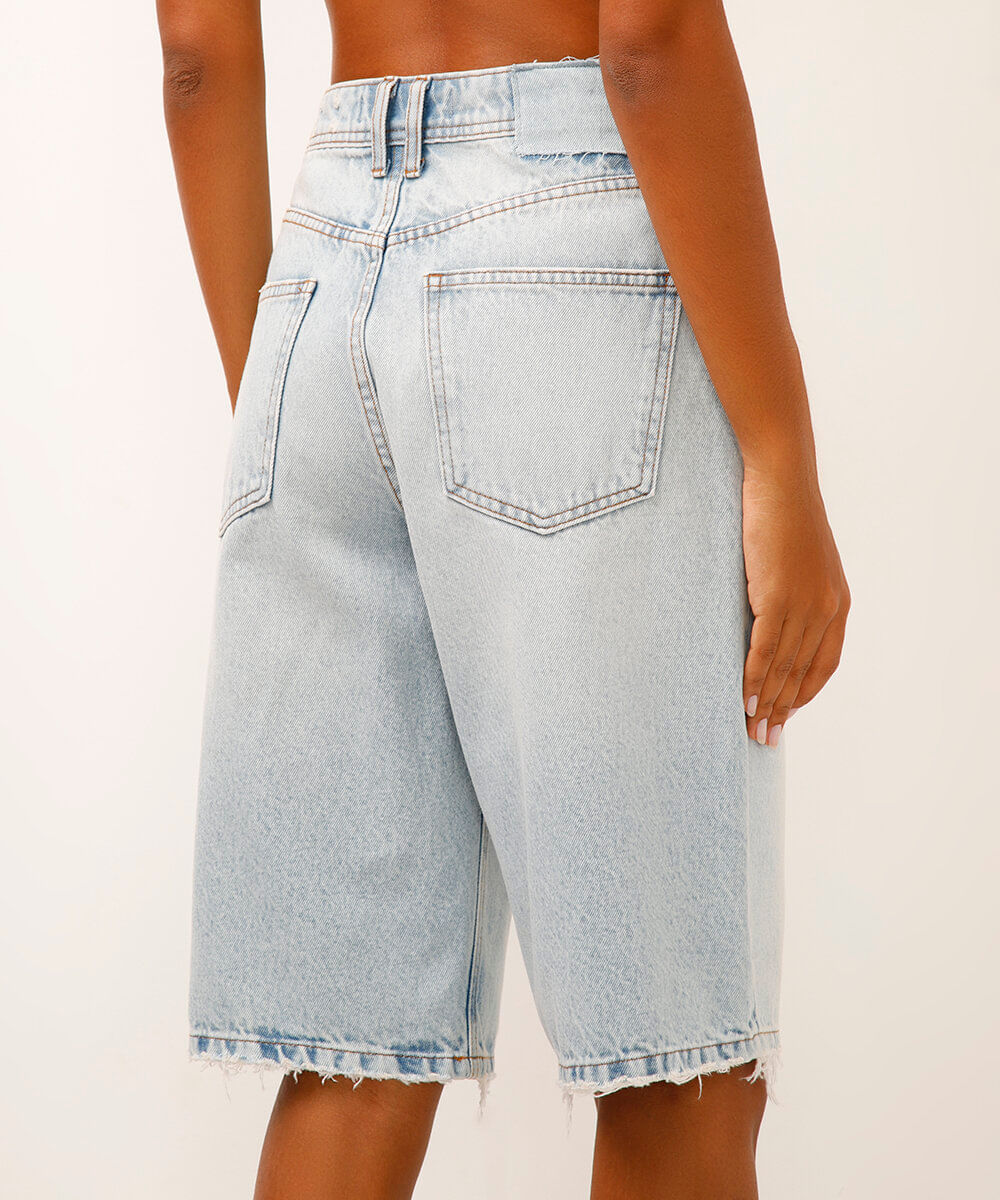 bermuda jorts jeans cintura alta azul