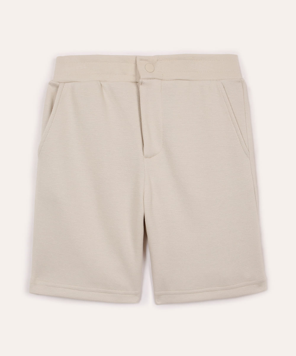 shorts de algodão infantil com bolsos bege