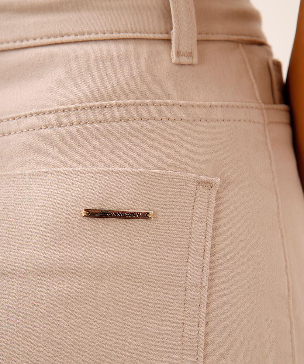 calça wide leg de sarja sawary bege