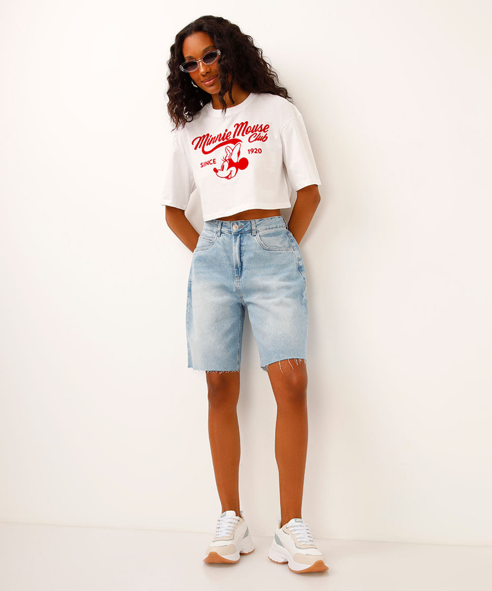 cropped de algodão minnie off white