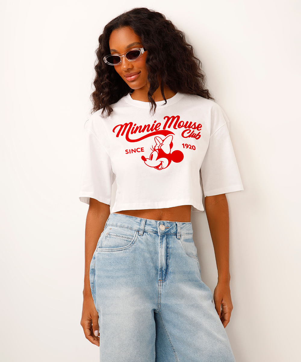 cropped de algodão minnie off white