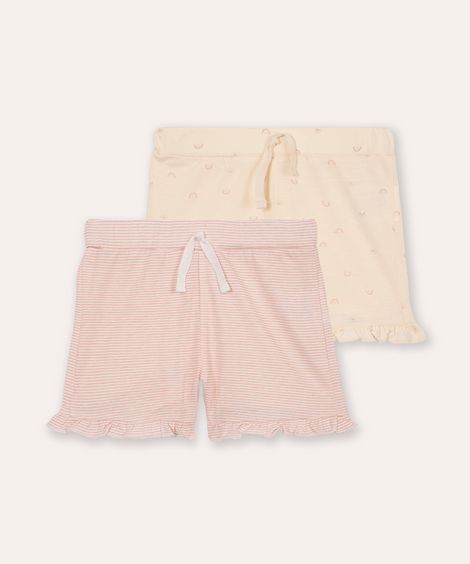 kit de 2 shorts infantils com babado colorido