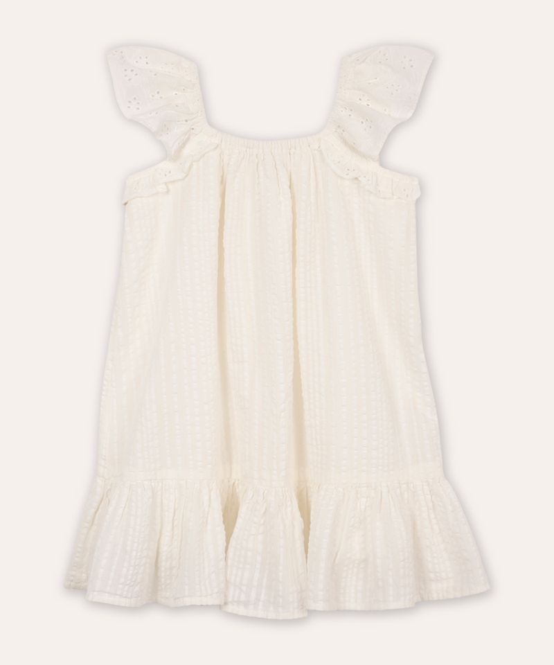 vestido infantil manga laise off white