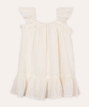 vestido infantil manga laise off white