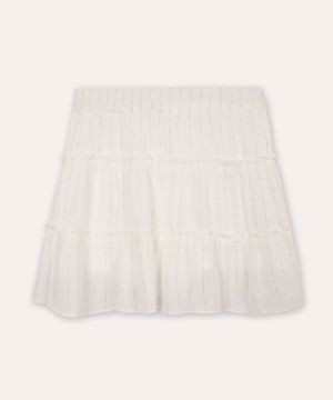 short saia infantil com lurex listrado off white