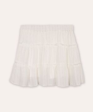 short saia infantil com lurex listrado off white