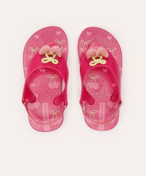 chinelo infantil ipanema belle com elástico rosa