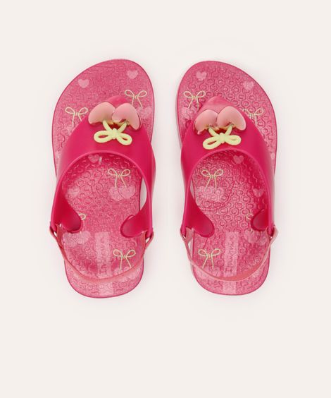 chinelo infantil ipanema belle com elástico rosa