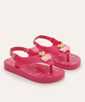 chinelo infantil ipanema belle com elástico rosa