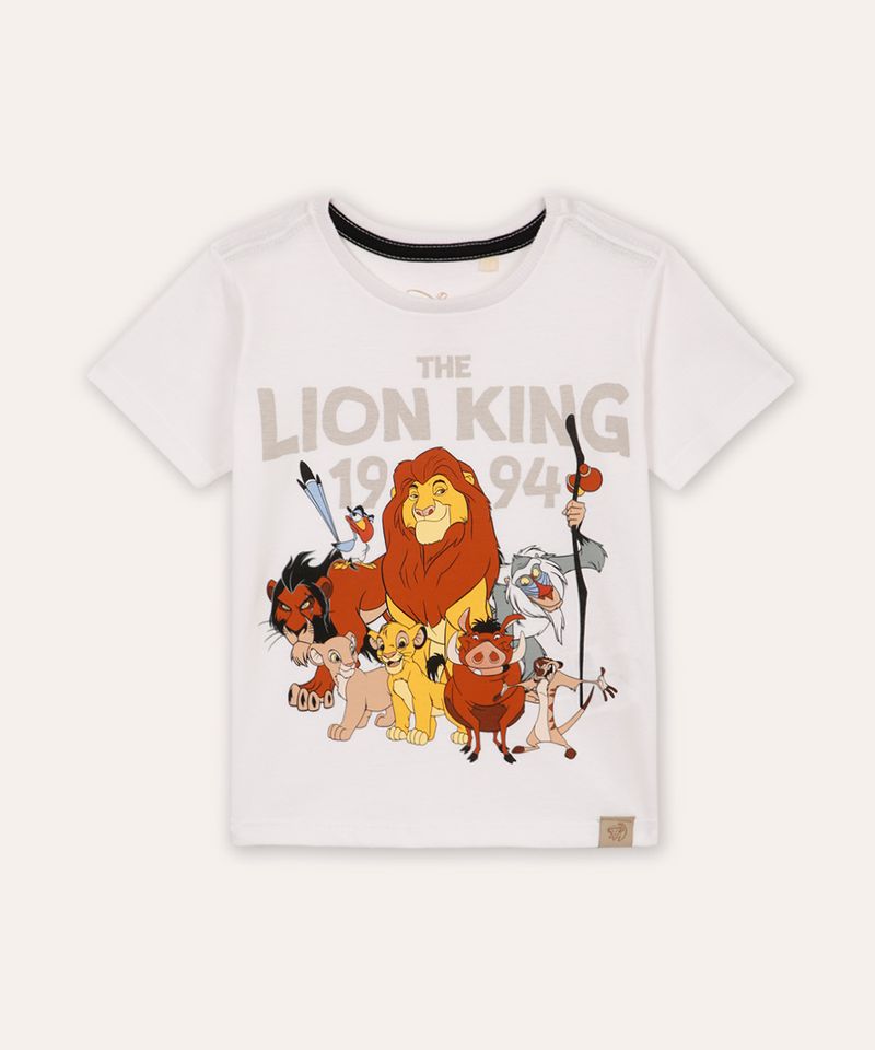 camiseta de algodão infantil o rei leão branca